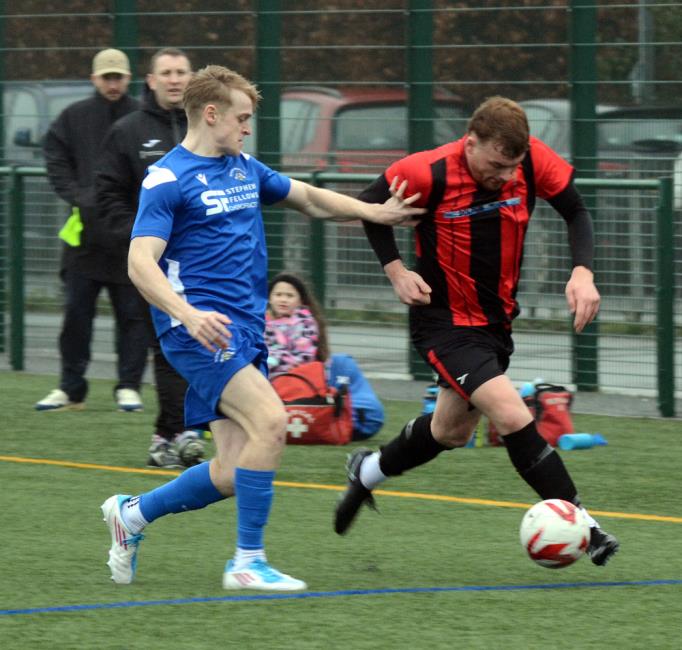 Stef Hayes puts his foot on the gas for Goodwick against Merlins Bridge Stef Hayes puts his foot on the gas for Goodwick against Merlins Bridge
